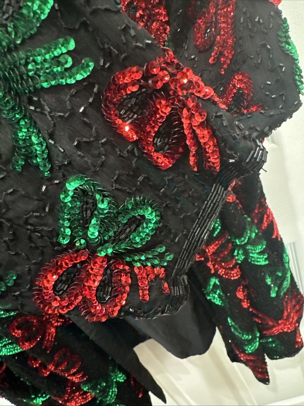 Vintage Laurence Kazar Beaded Sequin Holiday Christmas Bows Jacket Women’s 4X - Picture 5 of 12